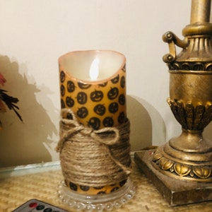 6 inch tall rustic pumpkin flameless candle with remote with pumpkin spice scent batteries included fast free shipping
