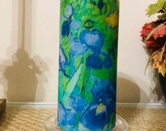 Beautiful 6 inch tall Iris Flameless Candle on/off switch and 4 or 8 hr timer Free Fast Shipping