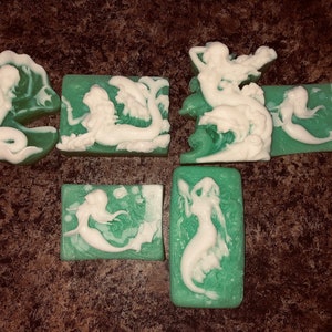 Double butter and glycerin mermaid soap scented with ocean waves fragrance oil  gift set -Free Shipping