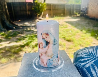 Mother Mary Flameless indoor/ourdoor Candle with remote