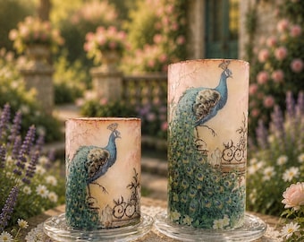 Free Shipping Peacock Flameless Candle with 5 hr Timer batteries included
