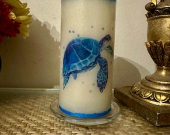 6 inch tall Beautiful sea turtle flameless candle batteries included fast free shipping