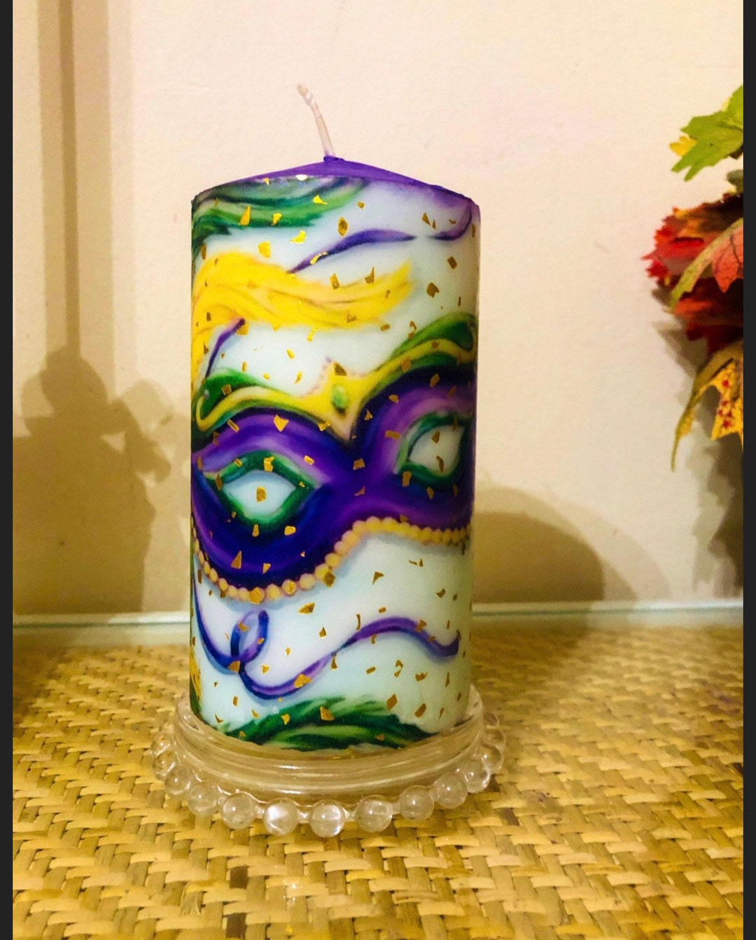 Mardi Gras Mask Pillar Candle: Buttercream King Cake Scent (5.5 Inch ...