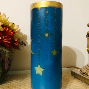8 inch tall Moon and stars Flameless LED candle batteries included free Shipping