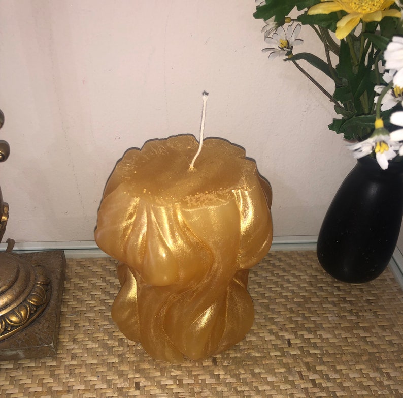 6.5 Inch Tall Unique Beautiful Wavy Wax Candle Sculpture With Spa