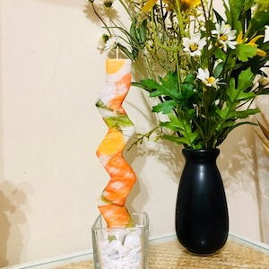 Fall leaf pumpkin textured funky candle stick with fall farmhouse fragrance with jar and Rocks included  free Shipping