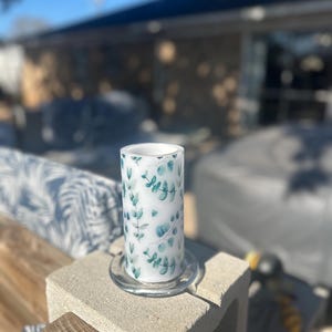 Eucalyptus Flameless Pillar Candle: 6-Inch with Timer & Batteries