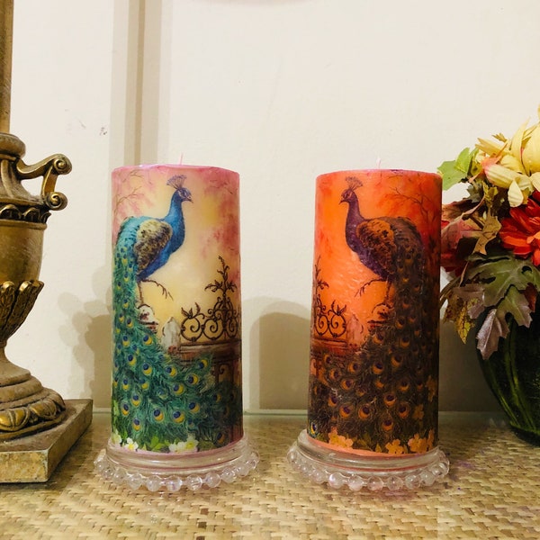 Candle Peacock Etsy