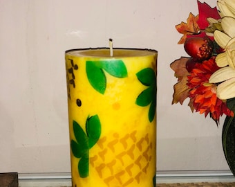 Pineapple Pillar Candle: Pineapple Mint Fragrance, 6-Inch Tall