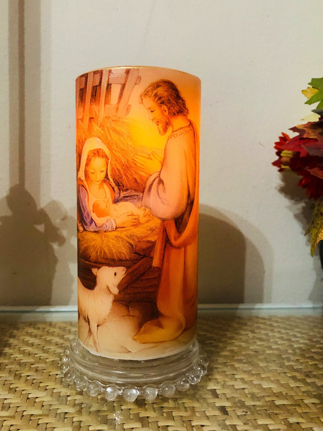 6 Inch Tall Nativity Flameless Candle On/off Switch With Timer Etsy