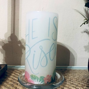 Free Shipping He is Risen Easter candle 6 inches tall with  citrus coconut fragrance