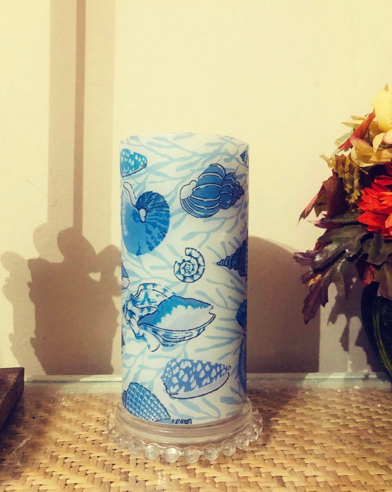 6 Inch Tall Seashell Pillar Candle With Coconut Lemongrass or Etsy