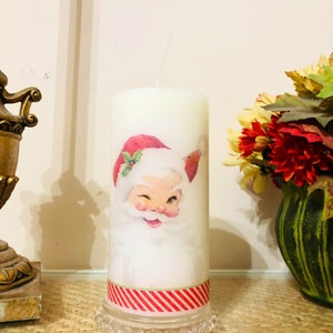 6 inch tall Vintage Santa pillar candle with Christmas wish fragrance oil