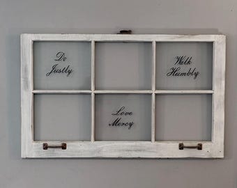 Antique 6 Pane Window Frame, Farmhouse Wall Decor