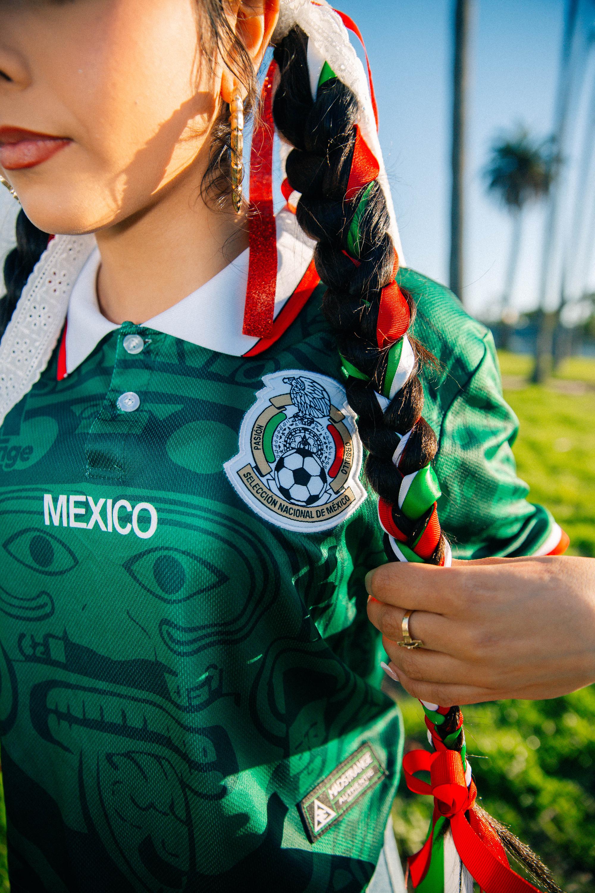 Green Madstrange Mexico Soccer Jersey 1998 Calendario Azteca Crop