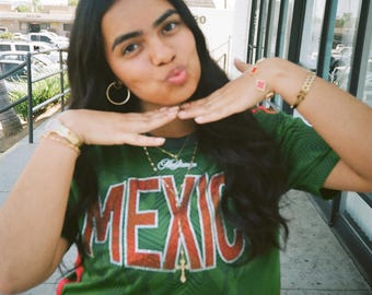 Rhinestone Mexico Green Crop Top