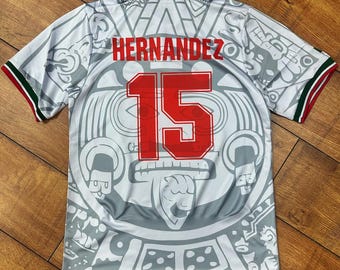 Hernandez #15 MadStrange Mexico Soccer Jersey 1998 (White) Calendario Azteca