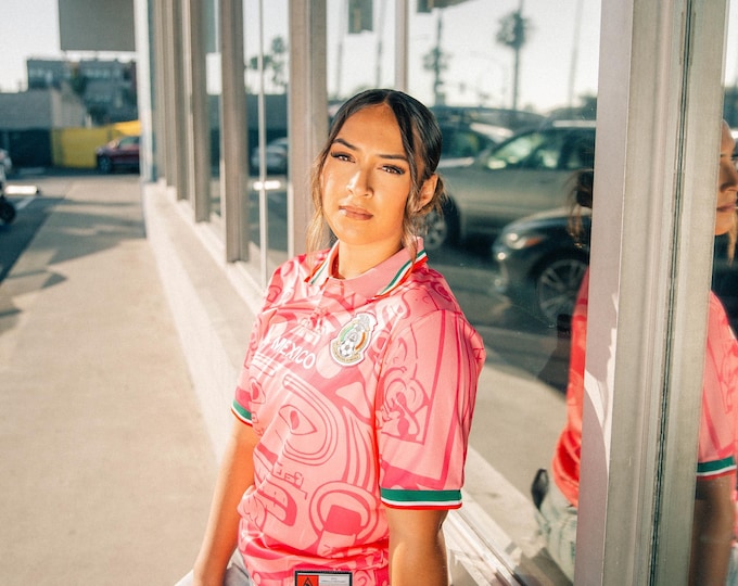 Pink MadStrange Mexico Soccer Jersey 1998 Calendario Azteca