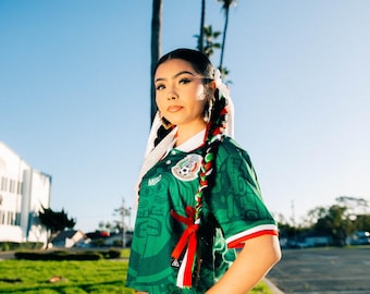 Green MadStrange Mexico Soccer Jersey 1998 Calendario Azteca Crop