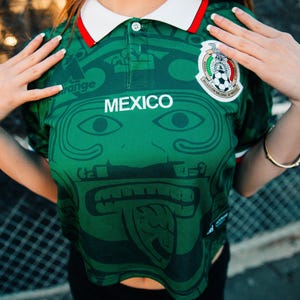 Green MadStrange Mexico Soccer Jersey 1998 Calendario Azteca Crop image 11