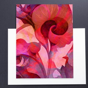Carte d'art floral abstrait Flores n°2, imprimée individuellement, des cartes au format A2 de qualité giclée pour toutes les occasions et tous les sentiments