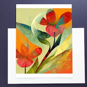 Floral Crepe No.1, 2 and 3 Colourful Abstract Flower Art Cards, Individually Printed Giclée quality A2 Cards for any Occasion & Sentiment