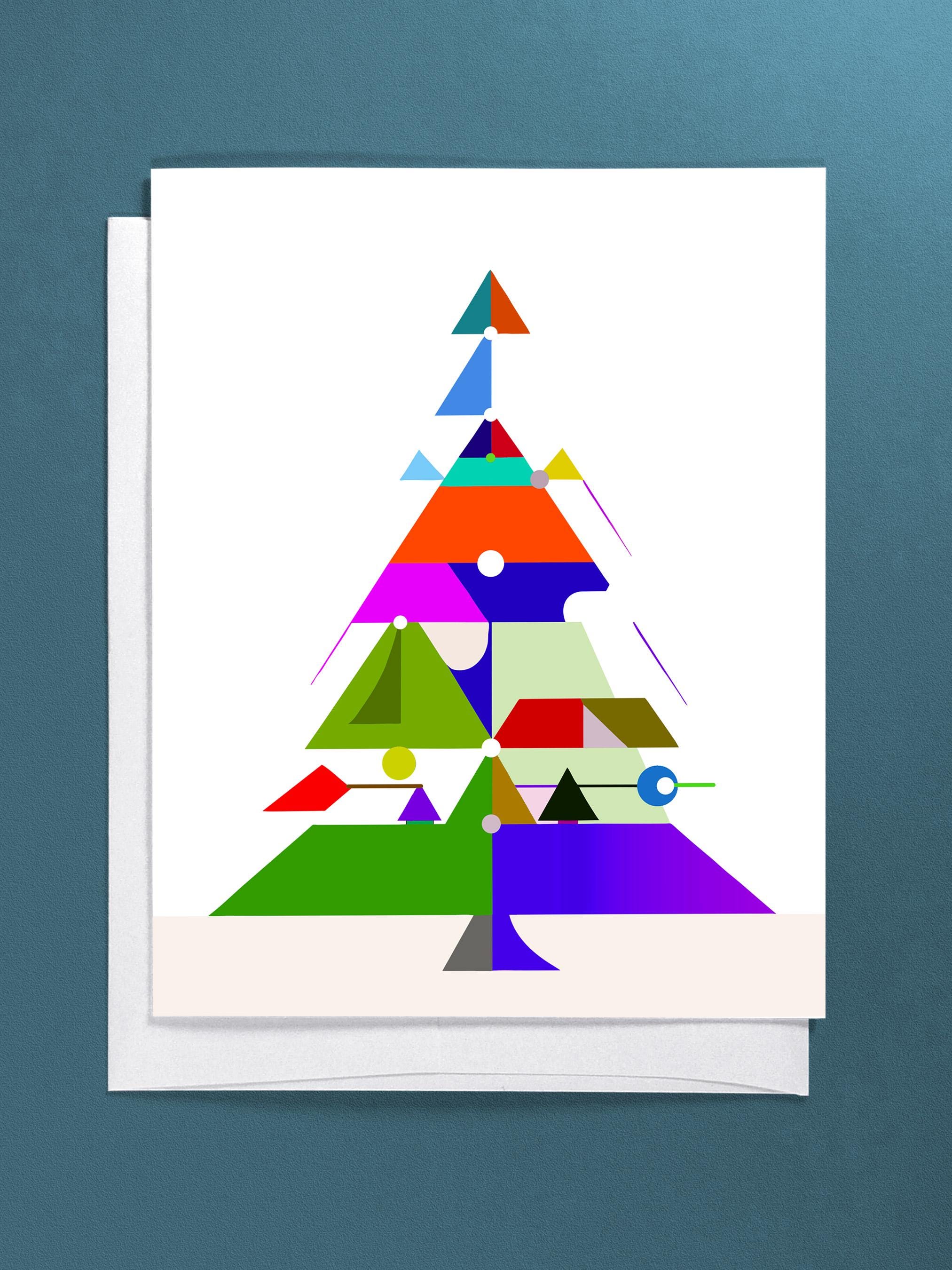 Abstract December Card Abstract Christmas Card: Colorful Mid-century Modern Holiday Tree - Etsy