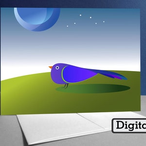 Druckbare Kunstkarte Download-Datei zum Drucken | INSOMNIAC Blue Bird Karte | Downloaden und drucken Sie auf Ihrem Home-Drucker | Karten für jeden Anlass