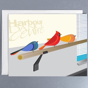 Oiseaux de danse classique, Cartes d'art, Carte oiseau mignon, Cartes uniques, Carte d'art, Carte toutes occasions, Cartes tous âges, Cartes pour danseurs