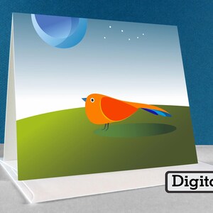 Archivo de tarjeta de arte imprimible digital para imprimir / Tarjeta de pájaro INSOMNIAC / Descargar e imprimir en su impresora doméstica / Tarjetas para cualquier ocasión / Diversión