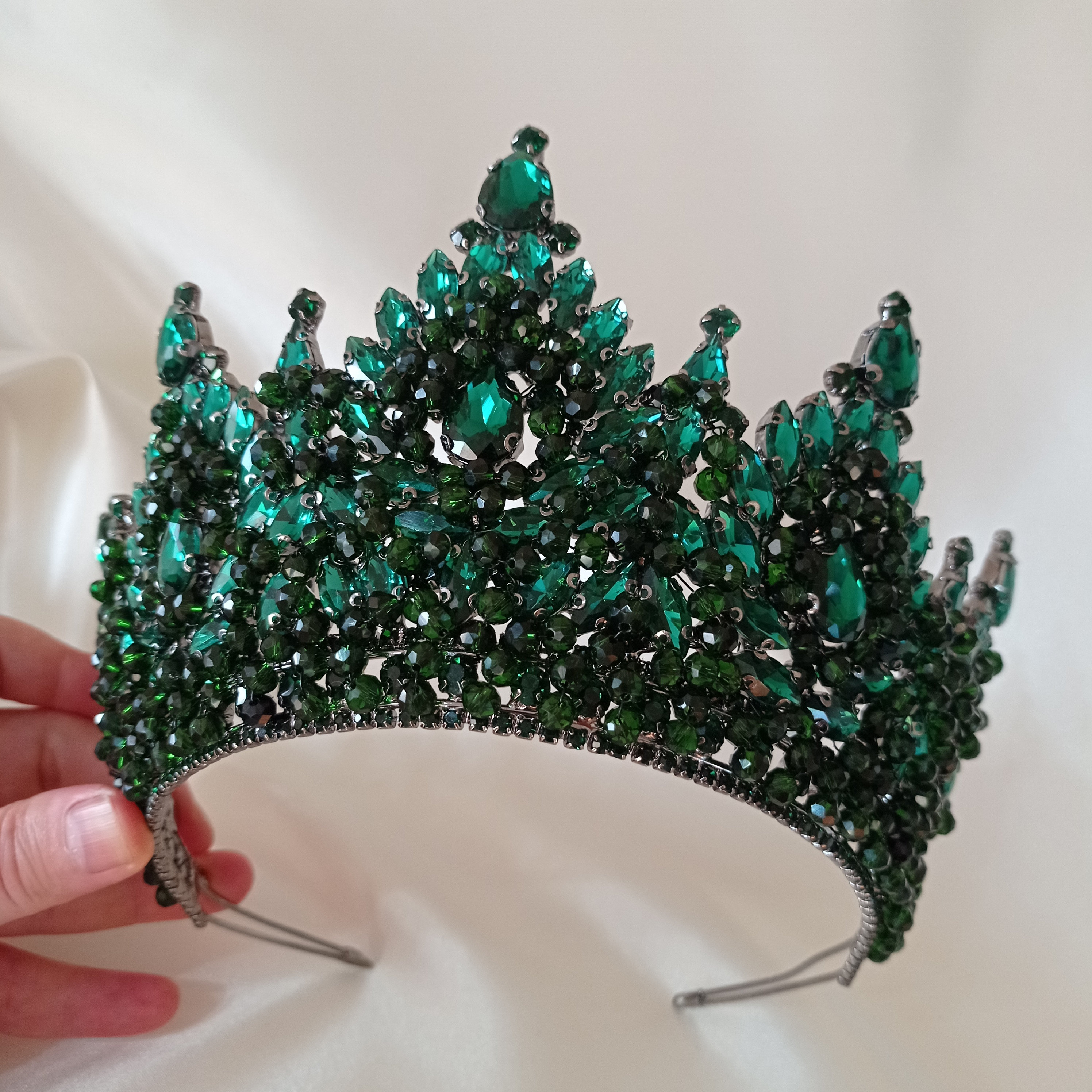 Wedding Tiaras, Green Crown, Bridal Crown, High Crystal 