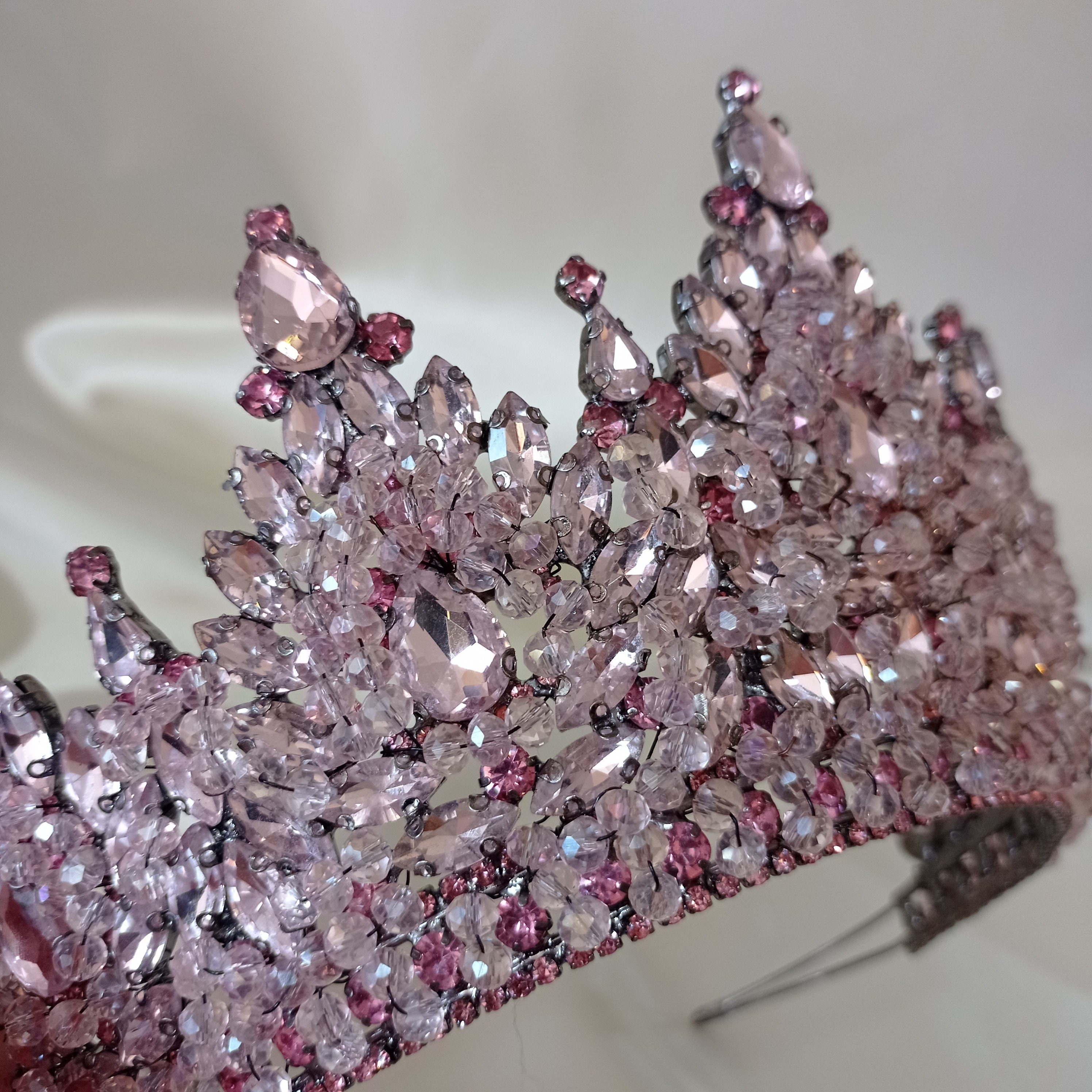 Pink Crystal Crown Wedding Tiaras Bridal Crown High Crystal - Etsy