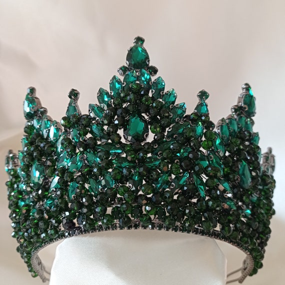 Wedding Tiaras, Green Crown, Bridal Crown, High Crystal  display picture 1