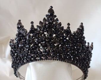 Schwarze Krone Tiara Für Frauen – Barock Vintage Design Mit Strass, Legierung | Für Hochzeit, Gothic, Kostüm