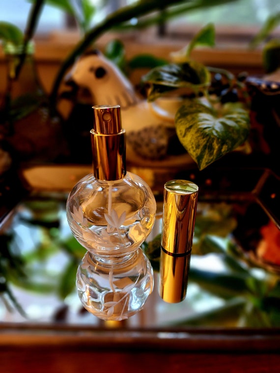 Glass Perfume Spray Bottle Vintage Golden Empty Perfume Atomizer