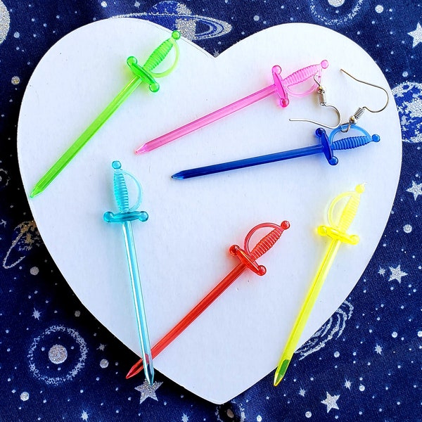 Rainbow Sword Earrings | Drink Stirrers