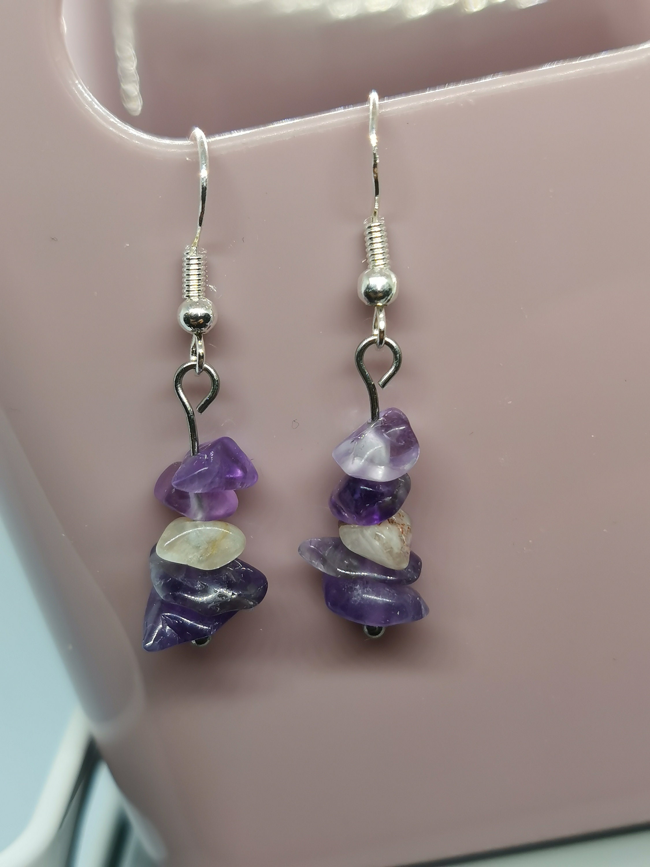 Gemstone Crystal Natural Irregular Chip Bead Drop Earrings - Etsy UK