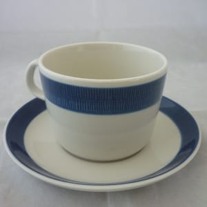 RORSTRAND Sweden KOKA Tea Cup & Saucer Design by Hertha Bengtson Delicate Blue Leaf Pattern