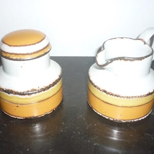 Midwinter Stonehenge SUN Vintage Retro Milk Jug and Sugar Pot Made in England Yellow Orange
