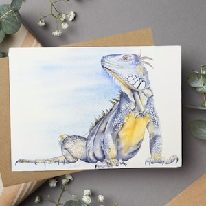 Carta rettile - Lucertola di roccia, arte originale, carta della fauna selvatica, carta animale, biglietto d'auguri,