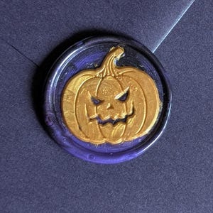 Halloween Jack-o’-Lantern Wax Seals | Handmade Spooky Seals with Adhesive | Purple & Orange Gold Wax Seals for Envelope, Invitations, decor