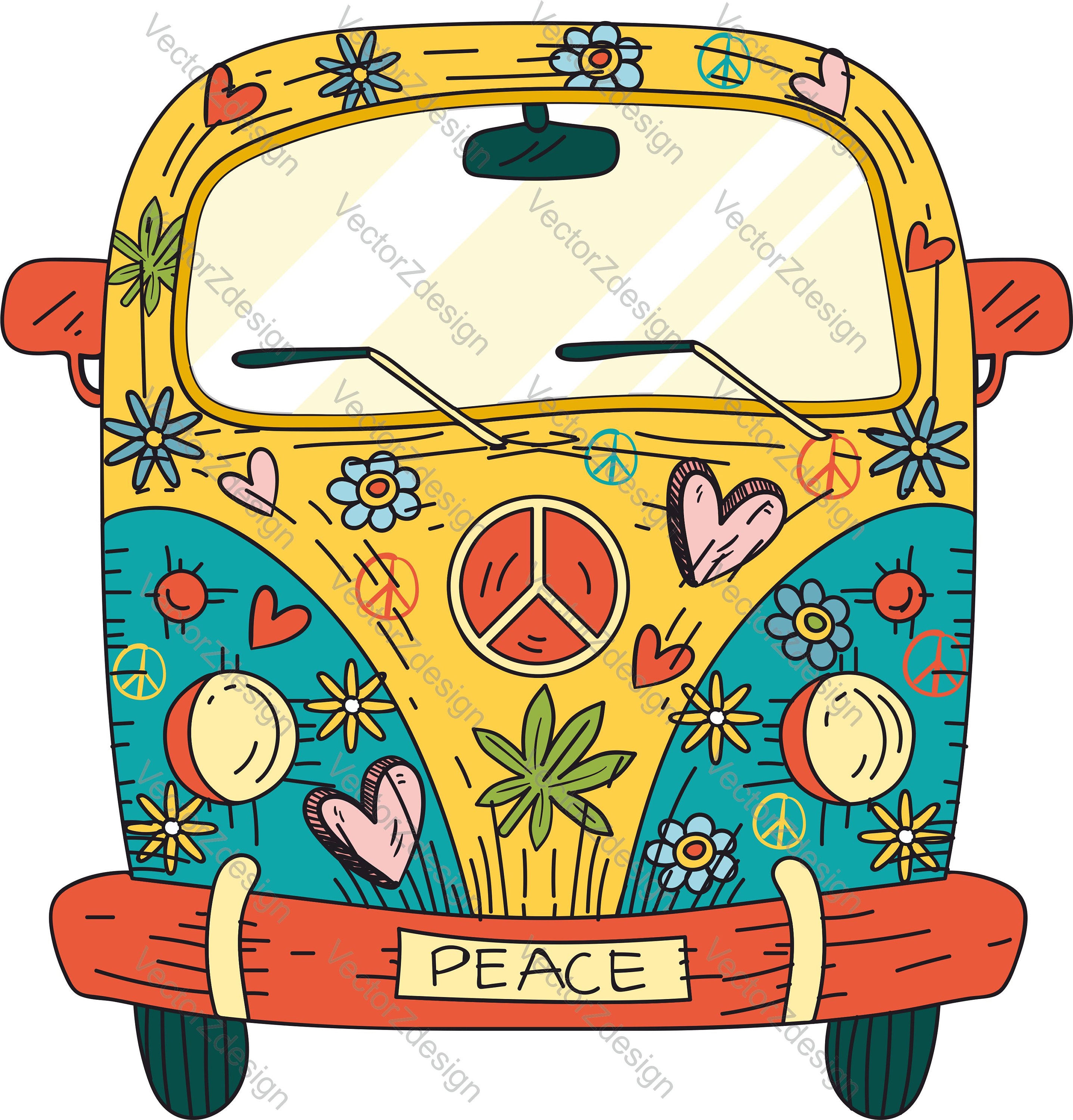 Hippie bus vector file for cut Digital EPS SVG PNG file Etsy