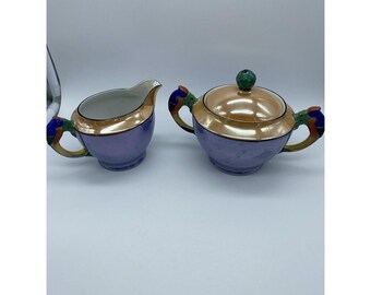 Vintage Handbemalte Noritake Zuckerdose & Milchkännchen Set Japan