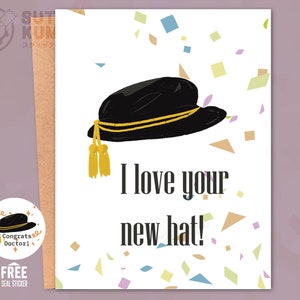 J'adore ta nouvelle casquette (de doctorat) | Félicitations docteur | Remise des diplômes de doctorat | lot de cartes