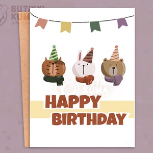 Happy birthday | Party animals | cute card