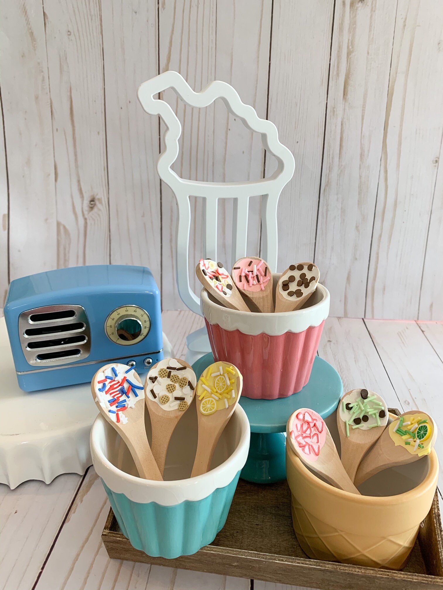 Mini Wooden Ice Cream Spoons, Tier Tray Decor, Wood Decor, Ice Cream …