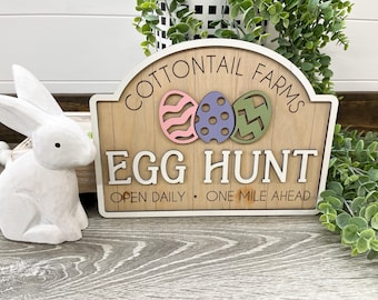 Egg hunt sign, happy Easter, Peter cottontail, home decor, wood decor, Easter decor, Easter eggs