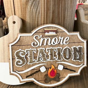 Smore&#39;s sign, 3D wood sign, wood decor, summer, fall, home decor, s&#39;mores station, camping treat
