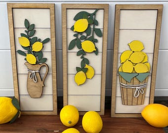 Lemon signs, lemonade, kitchen decor, pucker up, lemon branch, lemon decor
