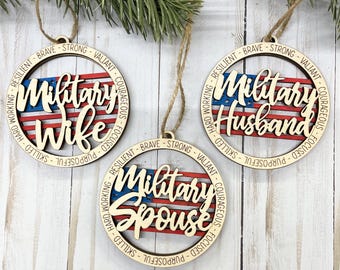 Miltary spouse ornament, military wife, military husband, armed forces ornament, thank you for your service